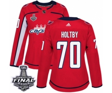 Women's Adidas Washington Capitals #70 Braden Holtby Authentic Red Home 2018 Stanley Cup Final NHL Jersey