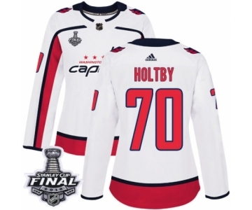 Women's Adidas Washington Capitals #70 Braden Holtby Authentic White Away 2018 Stanley Cup Final NHL Jersey