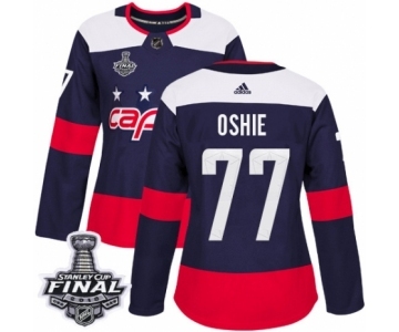 Women's Adidas Washington Capitals #77 T.J. Oshie Authentic Navy Blue 2018 Stadium Series 2018 Stanley Cup Final NHL Jersey