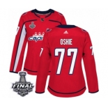 Women's Adidas Washington Capitals #77 T.J. Oshie Authentic Red Home 2018 Stanley Cup Final NHL Jersey