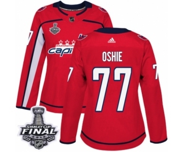 Women's Adidas Washington Capitals #77 T.J. Oshie Authentic Red Home 2018 Stanley Cup Final NHL Jersey