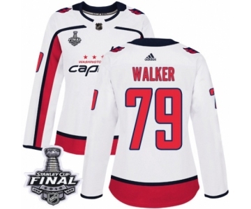 Women's Adidas Washington Capitals #79 Nathan Walker Authentic White Away 2018 Stanley Cup Final NHL Jersey