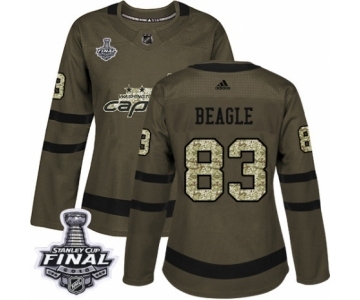 Women's Adidas Washington Capitals #83 Jay Beagle Authentic Green Salute to Service 2018 Stanley Cup Final NHL Jersey