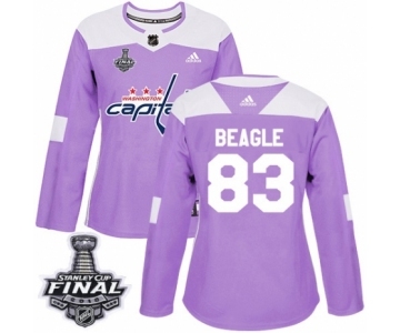 Women's Adidas Washington Capitals #83 Jay Beagle Authentic Purple Fights Cancer Practice 2018 Stanley Cup Final NHL Jersey