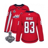 Women's Adidas Washington Capitals #83 Jay Beagle Authentic Red Home 2018 Stanley Cup Final NHL Jersey