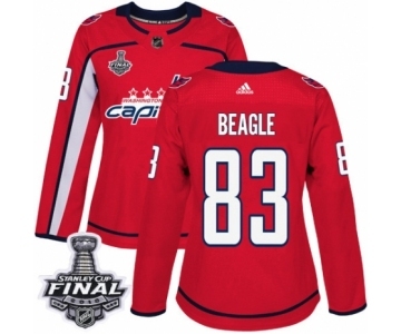 Women's Adidas Washington Capitals #83 Jay Beagle Authentic Red Home 2018 Stanley Cup Final NHL Jersey