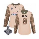 Women's Adidas Washington Capitals #9 Dmitry Orlov Authentic Camo Veterans Day Practice 2018 Stanley Cup Final NHL Jersey