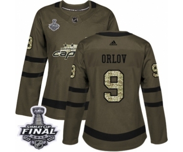 Women's Adidas Washington Capitals #9 Dmitry Orlov Authentic Green Salute to Service 2018 Stanley Cup Final NHL Jersey