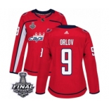 Women's Adidas Washington Capitals #9 Dmitry Orlov Authentic Red Home 2018 Stanley Cup Final NHL Jersey