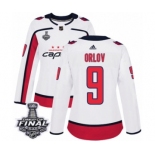 Women's Adidas Washington Capitals #9 Dmitry Orlov Authentic White Away 2018 Stanley Cup Final NHL Jersey