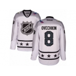 Women's Reebok Washington Capitals #8 Alexander Ovechkin Authentic White Metropolitan Division 2017 All-Star NHL Jersey