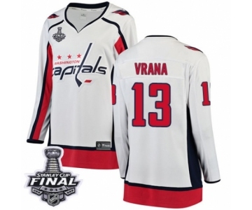 Women's Washington Capitals #13 Jakub Vrana Fanatics Branded White Away Breakaway 2018 Stanley Cup Final NHL Jersey