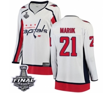 Women's Washington Capitals #21 Dennis Maruk Fanatics Branded White Away Breakaway 2018 Stanley Cup Final NHL Jersey