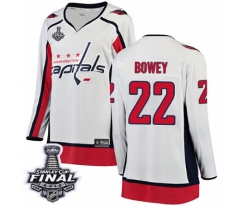 Women's Washington Capitals #22 Madison Bowey Fanatics Branded White Away Breakaway 2018 Stanley Cup Final NHL Jersey