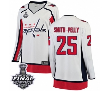 Women's Washington Capitals #25 Devante Smith-Pelly Fanatics Branded White Away Breakaway 2018 Stanley Cup Final NHL Jersey