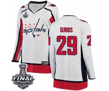 Women's Washington Capitals #29 Christian Djoos Fanatics Branded White Away Breakaway 2018 Stanley Cup Final NHL Jersey