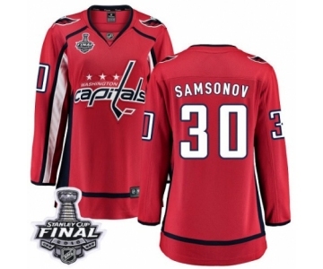 Women's Washington Capitals #30 Ilya Samsonov Fanatics Branded Red Home Breakaway 2018 Stanley Cup Final NHL Jersey