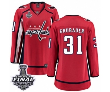 Women's Washington Capitals #31 Philipp Grubauer Fanatics Branded Red Home Breakaway 2018 Stanley Cup Final NHL Jersey