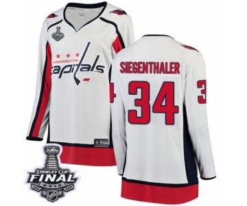 Women's Washington Capitals #34 Jonas Siegenthaler Fanatics Branded White Away Breakaway 2018 Stanley Cup Final NHL Jersey