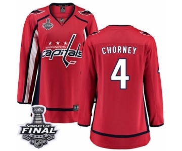 Women's Washington Capitals #4 Taylor Chorney Fanatics Branded Red Home Breakaway 2018 Stanley Cup Final NHL Jersey