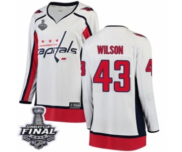 Women's Washington Capitals #43 Tom Wilson Fanatics Branded White Away Breakaway 2018 Stanley Cup Final NHL Jersey