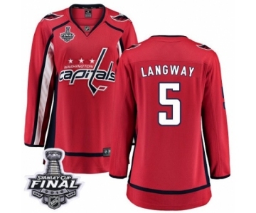 Women's Washington Capitals #5 Rod Langway Fanatics Branded Red Home Breakaway 2018 Stanley Cup Final NHL Jersey