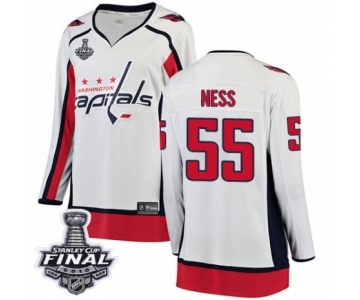 Women's Washington Capitals #55 Aaron Ness Fanatics Branded White Away Breakaway 2018 Stanley Cup Final NHL Jersey