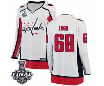 Women's Washington Capitals #68 Jaromir Jagr Fanatics Branded White Away Breakaway 2018 Stanley Cup Final NHL Jersey