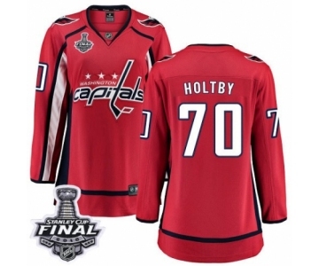 Women's Washington Capitals #70 Braden Holtby Fanatics Branded Red Home Breakaway 2018 Stanley Cup Final NHL Jersey