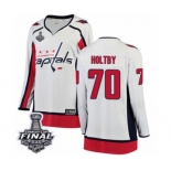 Women's Washington Capitals #70 Braden Holtby Fanatics Branded White Away Breakaway 2018 Stanley Cup Final NHL Jersey