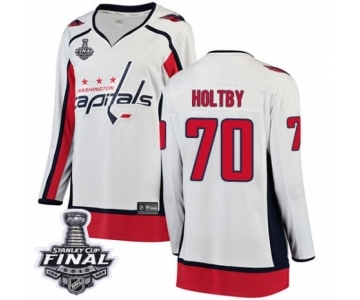 Women's Washington Capitals #70 Braden Holtby Fanatics Branded White Away Breakaway 2018 Stanley Cup Final NHL Jersey