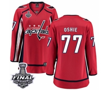 Women's Washington Capitals #77 T.J. Oshie Fanatics Branded Red Home Breakaway 2018 Stanley Cup Final NHL Jersey