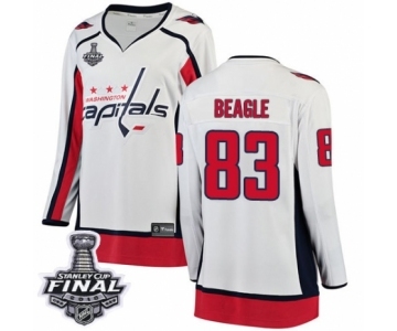 Women's Washington Capitals #83 Jay Beagle Fanatics Branded White Away Breakaway 2018 Stanley Cup Final NHL Jersey