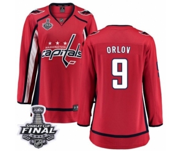 Women's Washington Capitals #9 Dmitry Orlov Fanatics Branded Red Home Breakaway 2018 Stanley Cup Final NHL Jersey