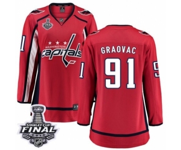 Women's Washington Capitals #91 Tyler Graovac Fanatics Branded Red Home Breakaway 2018 Stanley Cup Final NHL Jersey