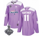 Youth Adidas Washington Capitals #11 Mike Gartner Authentic Purple Fights Cancer Practice 2018 Stanley Cup Final NHL Jersey