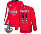 Youth Adidas Washington Capitals #11 Mike Gartner Authentic Red USA Flag Fashion 2018 Stanley Cup Final NHL Jersey