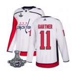 Youth Adidas Washington Capitals #11 Mike Gartner Authentic White Away 2018 Stanley Cup Final Champions NHL Jersey