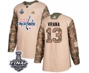 Youth Adidas Washington Capitals #13 Jakub Vrana Authentic Camo Veterans Day Practice 2018 Stanley Cup Final NHL Jersey