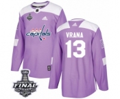 Youth Adidas Washington Capitals #13 Jakub Vrana Authentic Purple Fights Cancer Practice 2018 Stanley Cup Final NHL Jersey