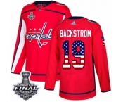 Youth Adidas Washington Capitals #19 Nicklas Backstrom Authentic Red USA Flag Fashion 2018 Stanley Cup Final NHL Jersey