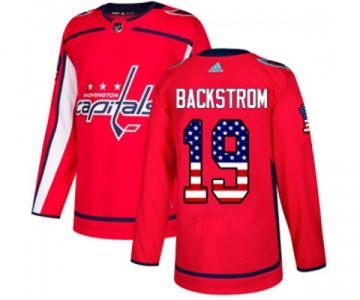 Youth Adidas Washington Capitals #19 Nicklas Backstrom Authentic Red USA Flag Fashion NHL Jersey