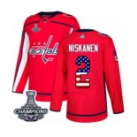 Youth Adidas Washington Capitals #2 Matt Niskanen Authentic Red USA Flag Fashion 2018 Stanley Cup Final Champions NHL Jersey