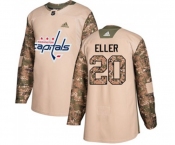 Youth Adidas Washington Capitals #20 Lars Eller Authentic Camo Veterans Day Practice NHL Jersey