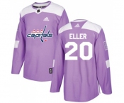 Youth Adidas Washington Capitals #20 Lars Eller Authentic Purple Fights Cancer Practice NHL Jersey