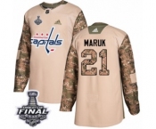 Youth Adidas Washington Capitals #21 Dennis Maruk Authentic Camo Veterans Day Practice 2018 Stanley Cup Final NHL Jersey