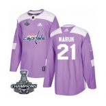 Youth Adidas Washington Capitals #21 Dennis Maruk Authentic Purple Fights Cancer Practice 2018 Stanley Cup Final Champions NHL Jersey