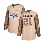 Youth Adidas Washington Capitals #21 Lucas Johansen Authentic Camo Veterans Day Practice NHL Jersey