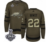 Youth Adidas Washington Capitals #22 Madison Bowey Authentic Green Salute to Service 2018 Stanley Cup Final NHL Jersey