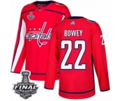 Youth Adidas Washington Capitals #22 Madison Bowey Authentic Red Home 2018 Stanley Cup Final NHL Jersey